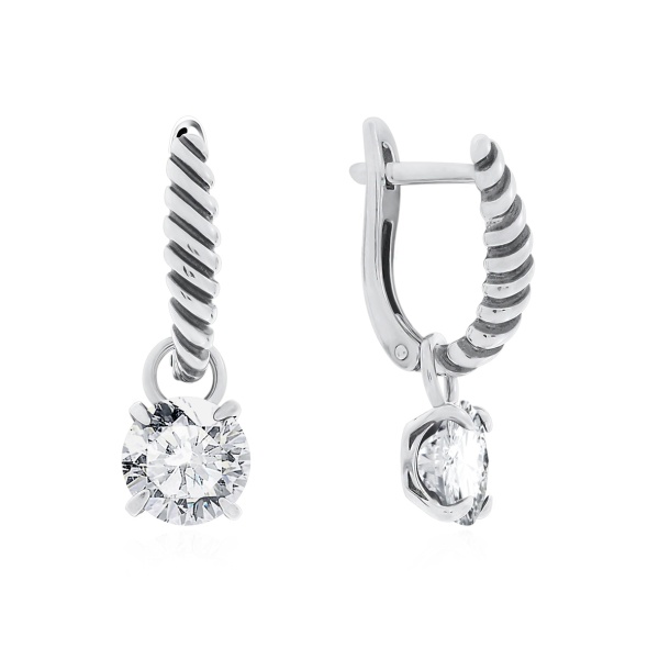 Серьги из серебра с фианитами со скидкой