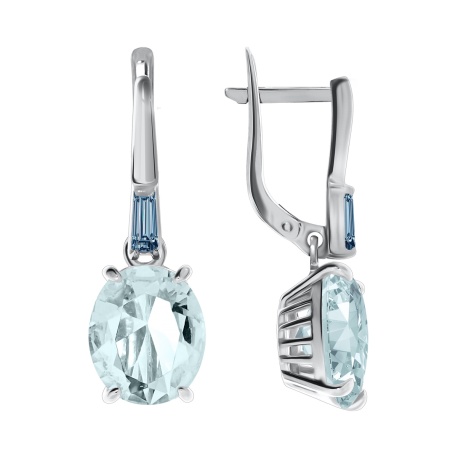 Серьги из серебра с кварцем и фианитами 2340180220-79 от KRASNOE, металл Серебро, вставка Кварц г/т