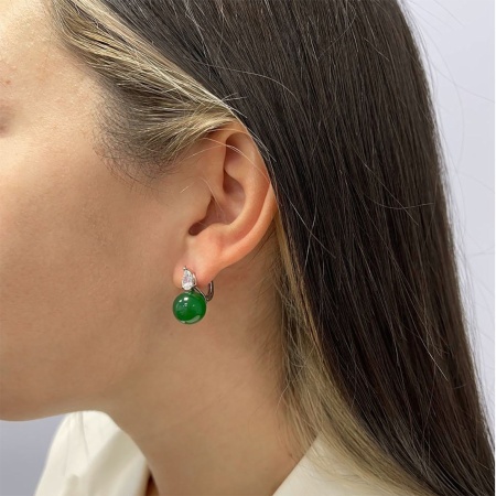 Серьги из серебра с агатами и фианитами