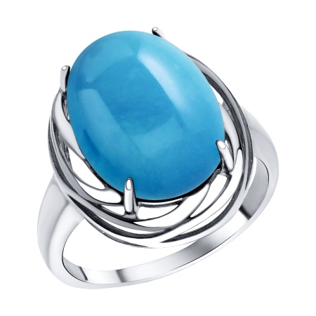 Купить кольцо из серебра с бирюзой имитацией из природного минерала в интернет-магазине KRASNOE