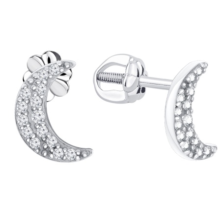 Пусеты из серебра с фианитами