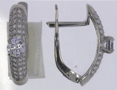 Серьги из серебра с фианитами 3207014409 от KRASNOE, металл Серебро, вставка Фианит