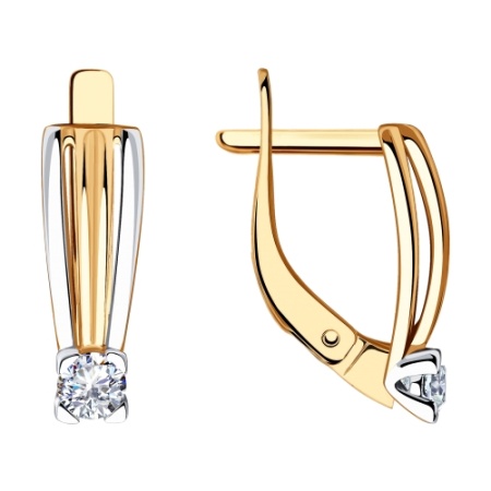 Серьги из золота с фианитом 028444 от KRASNOE, металл Золото, вставка Фианит