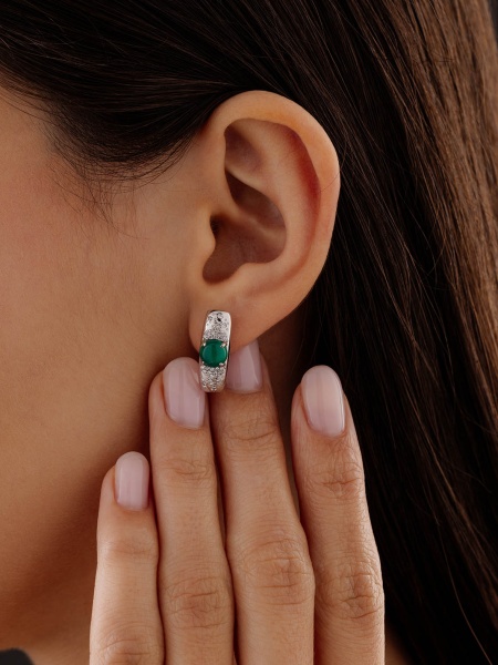 Серьги из серебра с агатами и фианитами 2340392378л-60 от KRASNOE, металл Серебро, вставка Агат