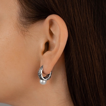 Серьги из серебра с жемчугами 2310050864 от KRASNOE, металл Серебро, вставка Жемчуг