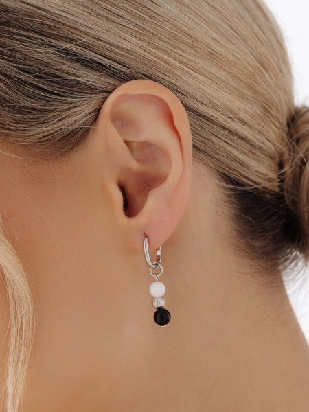 Серьги из серебра с агатами и опалами