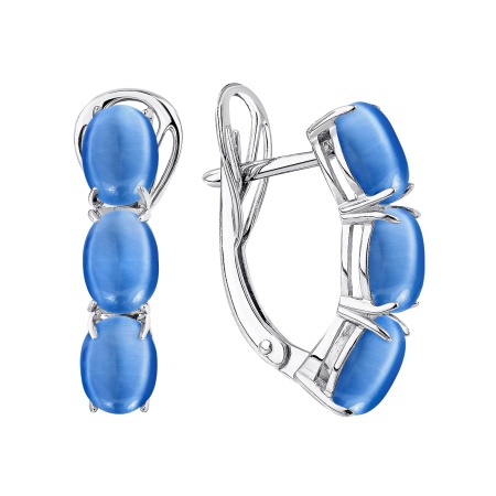 Серьги из серебра с кошачий глазами 2340265159 от KRASNOE, металл Серебро, вставка Кошачий глаз