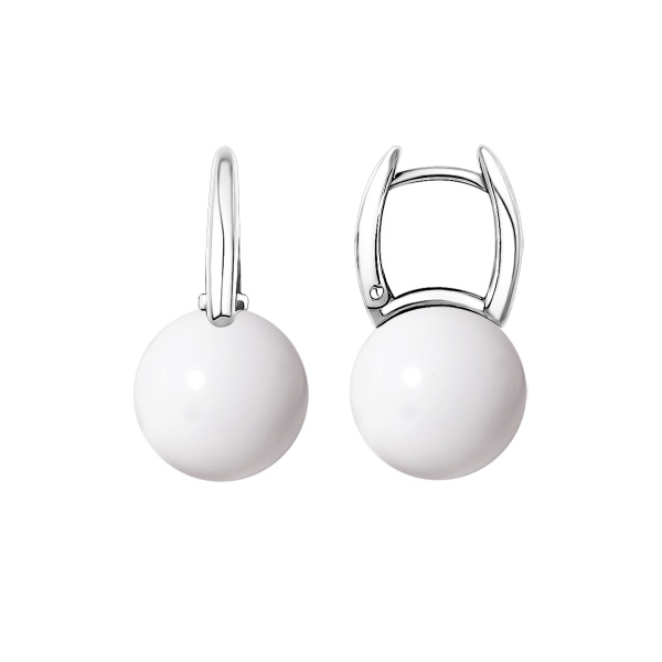 Серьги из серебра с белыми кристаллами со скидкой