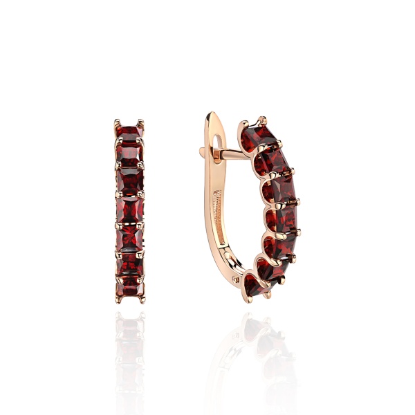 Серьги из золота с гранатами Love Story 2100152755 от KRASNOE, металл Золото, вставка Гранат