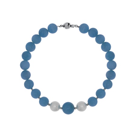 Купить браслет из серебра с бирюзой, жемчугами и бирюзой
