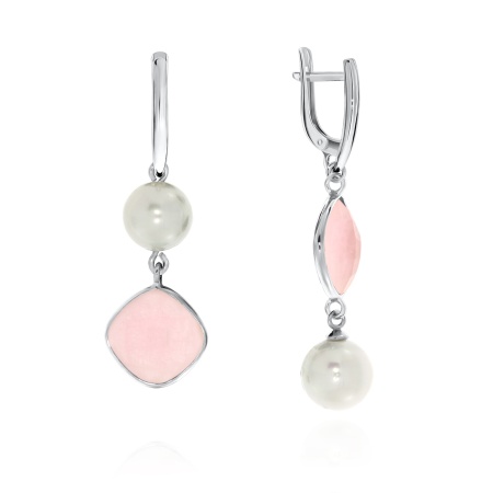 Серьги из серебра с жемчугами и агатами 2340392906-30 от KRASNOE, металл Серебро, вставка Агат