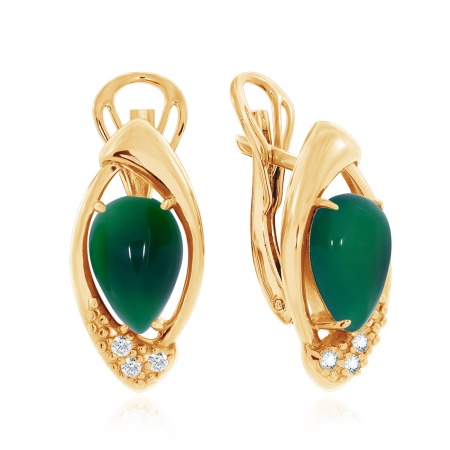 Серьги из серебра с агатами и фианитами