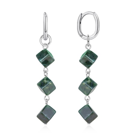 Серьги из серебра с моховым агатом