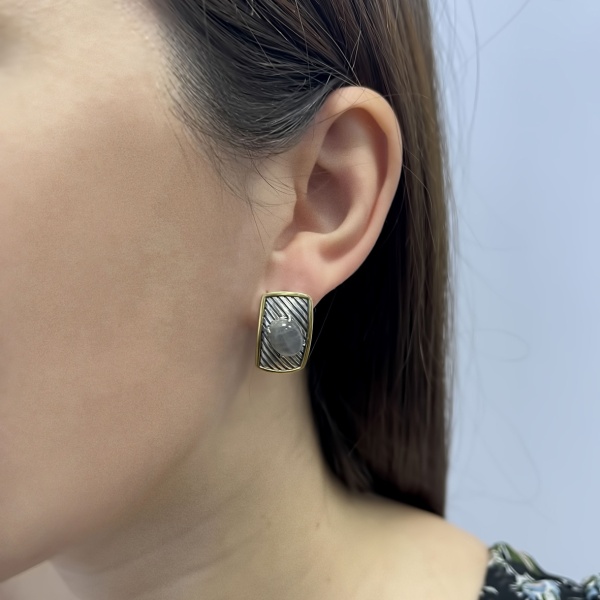 Серьги из серебра с лабрадоритами 2317Л01757 от KRASNOE, металл Серебро, вставка Лабрадорит