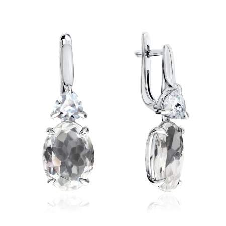 Серьги из серебра с фианитами и хрусталём