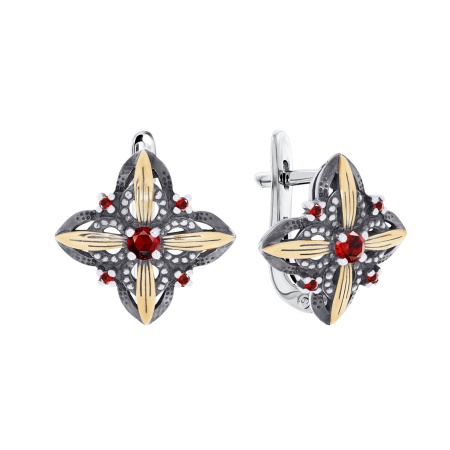 Серьги из серебра с гранатами
