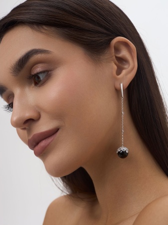 Серьги из серебра с агатами, ситаллами и фианитами 2340390840л-20 от KRASNOE, металл Серебро, вставка Агат