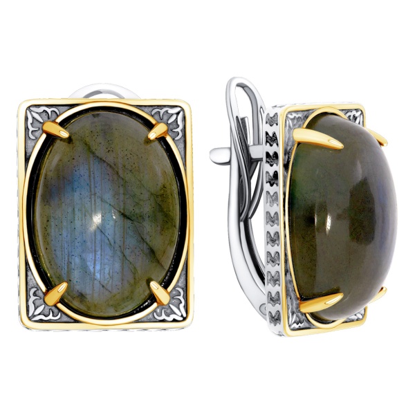 Серьги из серебра с лабрадоритами в ювелирном интернет-магазине