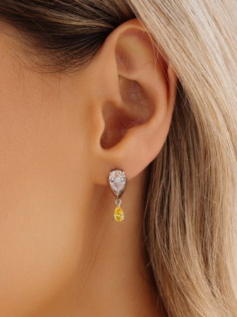 Серьги из серебра с фианитом