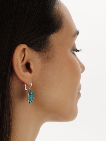 Серьги из серебра с бирюзой 2310315062 от KRASNOE, металл Серебро, вставка 