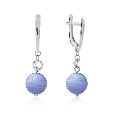 Серьги из серебра с агатами и фианитами 2340390625-84 от KRASNOE, металл Серебро, вставка Агат