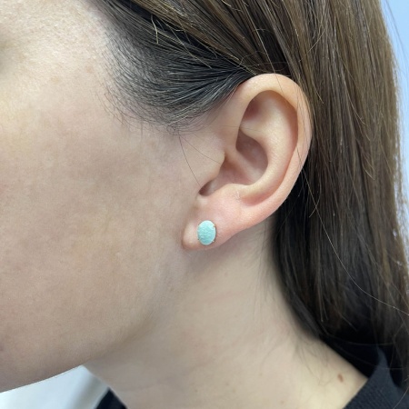 Пусеты из серебра с амазонитами 2320372321 от KRASNOE, металл Серебро, вставка Амазонит