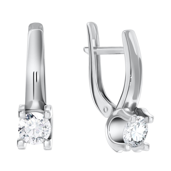 Серьги из серебра с фианитами 2340200050 от KRASNOE, металл Серебро, вставка Фианит