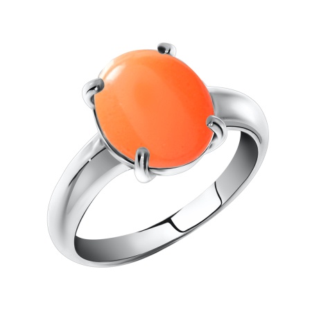 Кольцо из серебра с кораллом со скидкой