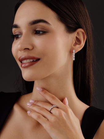 Серьги из серебра с фианитами 2340201182 от KRASNOE, металл Серебро, вставка Фианит