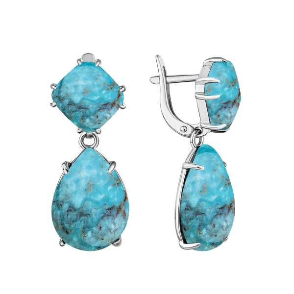 Серьги из серебра с бирюзой в ювелирном интернет-магазине