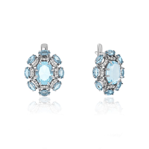 Серьги из серебра с фианитами со скидкой