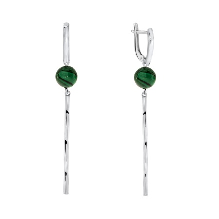 Серьги из серебра с малахитами 2340380725 от KRASNOE, металл Серебро, вставка Малахит
