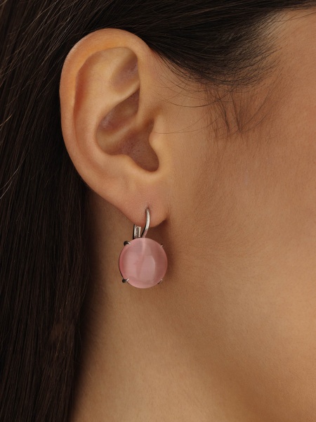 Серьги из серебра с кошачим глазом