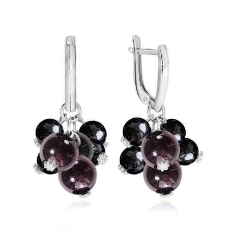 Серьги из серебра с гранатами и агатами 2340871288-91 от KRASNOE, металл Серебро, вставка Гранат Серьги из серебра с гранатами и агатами 2340871288-91 от KRASNOE, металл Серебро, вставка Гранат