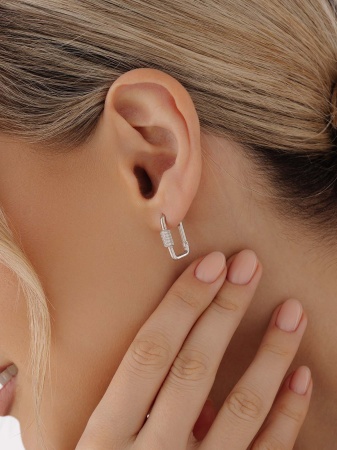 Серьги из серебра с фианитами