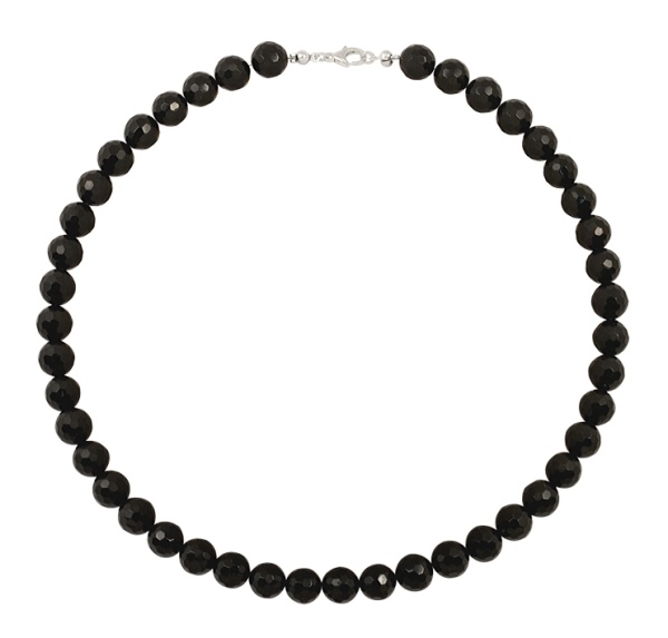 Бусы из серебра с ониксами 3430031671-50 Бусы из серебра с ониксами 3430031671-50