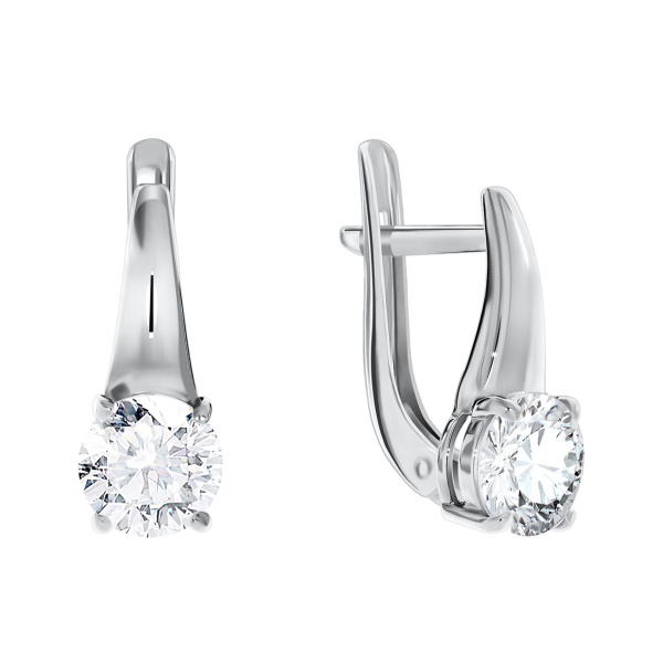 Серьги из серебра с фианитами со скидкой