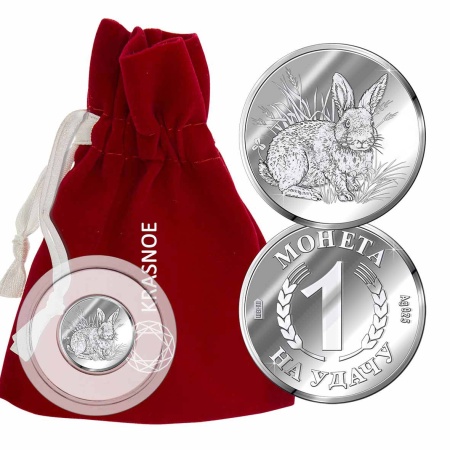 Серебряная монета с изображением Кролика. Символ года.