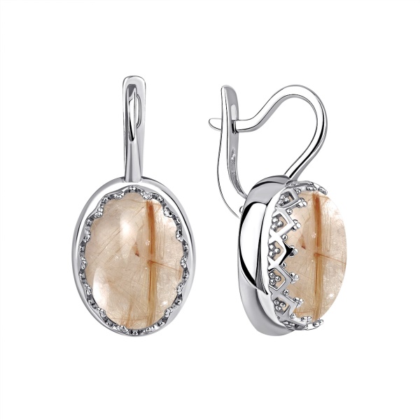 Серьги из серебра с кварцем со скидкой