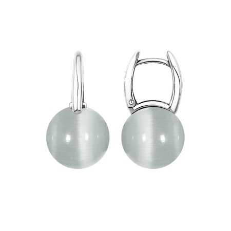 Серьги из серебра с кошачьим глазом