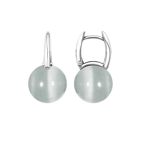 Серьги из серебра с кошачьим глазом