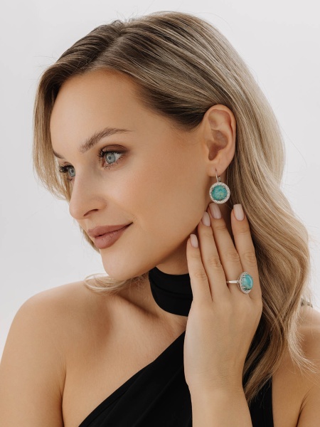 Серьги из серебра с бирюзой со скидкой