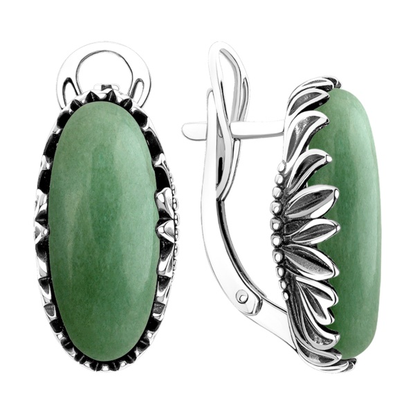 Серьги из серебра с натуральным авантюрином 2310365726-1 от KRASNOE, металл Серебро, вставка Авантюрин Натур. Серьги из серебра с натуральным авантюрином 2310365726-1 от KRASNOE, металл Серебро, вставка Авантюрин Натур.