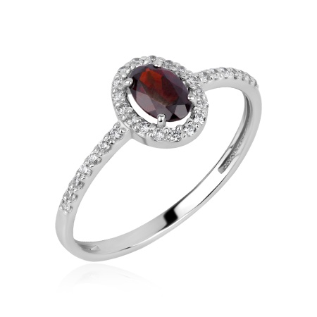 Купить кольцо из серебра с гранатом и фианитами в интернет-магазине KRASNOE
