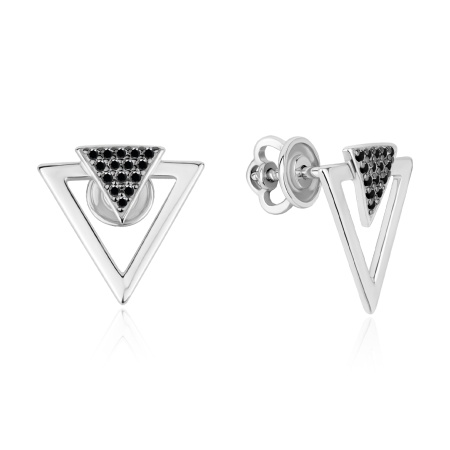 Пусеты из серебра с ситаллами