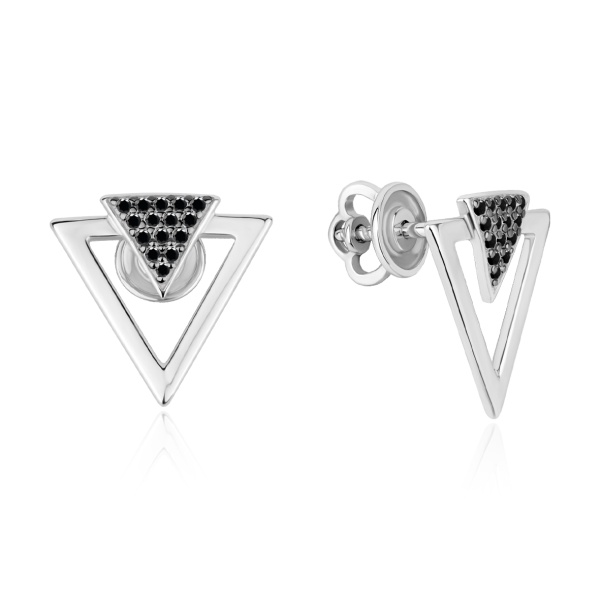 Пусеты из серебра с ситаллами