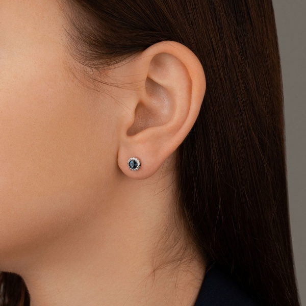 Пусеты из серебра с топазом