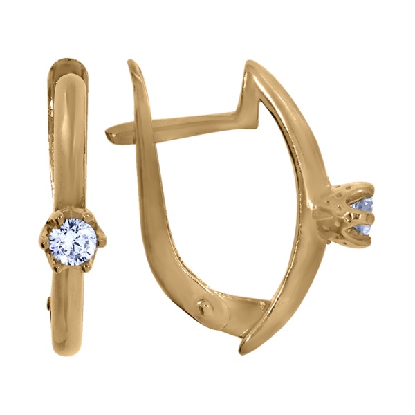 Серьги из золота с фианитами со скидкой