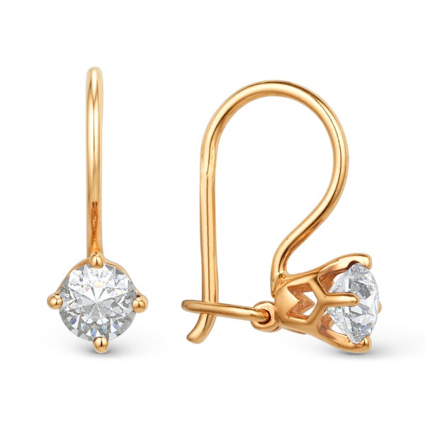 Серьги из золота с фианитом 002295-1100 от KRASNOE, металл Золото, вставка Фианит Серьги из золота с фианитом 002295-1100 от KRASNOE, металл Золото, вставка Фианит