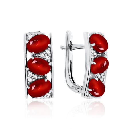 Серьги из серебра с ситаллами и фианитами со скидкой